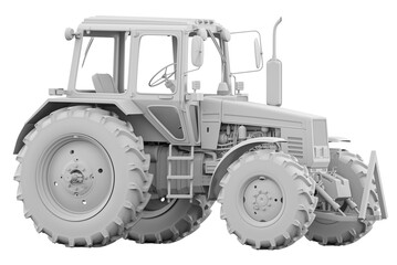 Agricultural tractor 3d model illustration.