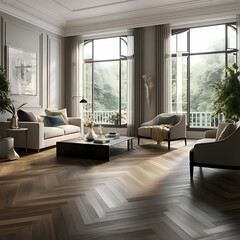 Luxury living room interior in classic style. 3d render
