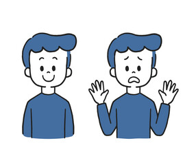 笑顔の男性　困る男性