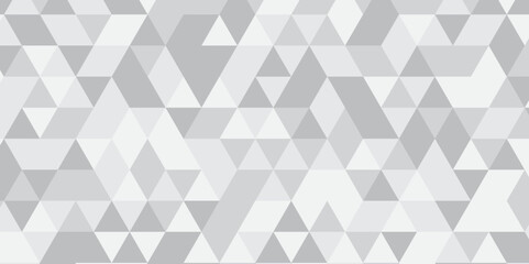 Abstract geometric white and gray background seamless mosaic and low polygon triangle texture wallpaper. Triangle shape retro wall grid pattern geometric ornament tile vector square element.
