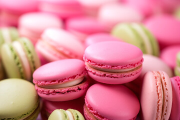 Obraz premium Tasty french macaroons background. Mother's day, independence woman's day. Sweets and desserts.