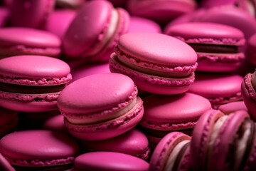 Obraz na płótnie Canvas Tasty french macaroons background. Mother's day, independence woman's day. Sweets and desserts.