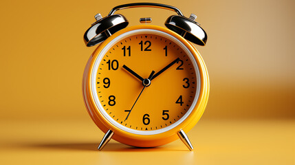 alarm clock photo on yellow background