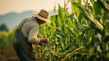 Naklejka na ściany i meble farm picking corn
