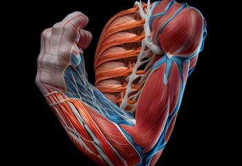 Extensor carpi ulnaris Muscle Anatomy For Medical Concept 3D. Generative AI - obrazy, fototapety, plakaty
