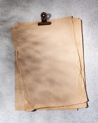 Old vintage paper sheets with retro binder