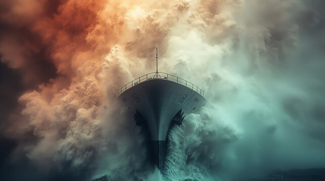 Kampfschiff im Meer