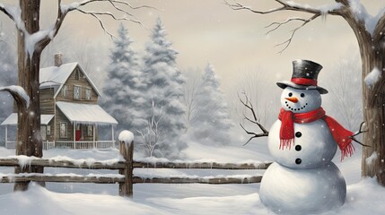 Naklejka premium celebration happy holidays snowman