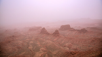 Pingshan Lake Grand Canyon, Zhangye City, Gansu Province - rock formation canyon landscape under...