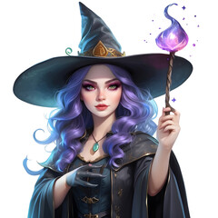 witch with a magic wand