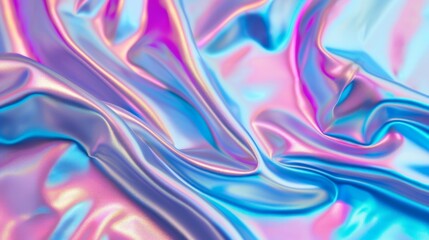 Blurred Holography abstract background in blue pink colors. Holographic color wrinkled pearlescent...