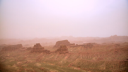 Pingshan Lake Grand Canyon, Zhangye City, Gansu Province - rock formation canyon landscape under clear sky