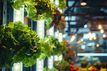 Salad growing in a hall with vertical farming - 733972888