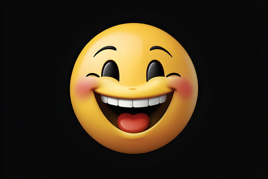 detailed image of a happy emoji isolated on a black background