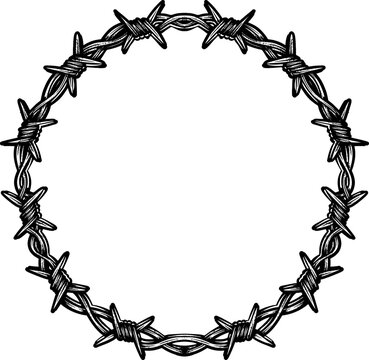 Circle barbed wire handrawing illustration vector graphic