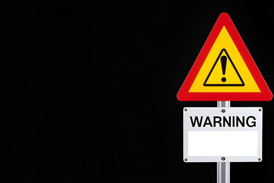 detailed image of a warning sign isolated on a black background