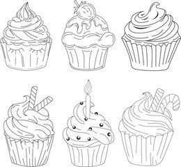 A set of cupcake vector illustration