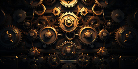 Mechanical Gears and Cogs Background: Machinery Concept,Machinery Gear Background: Industrial Mechanical Design - obrazy, fototapety, plakaty