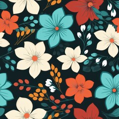 Seamless retro flowers pattern background