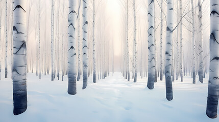 The white snow is falling in winter, entering the world of ice and snow