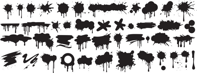 spray graffiti element set can splatter vector brush drip freehand kit urban street black grunge © Rikta