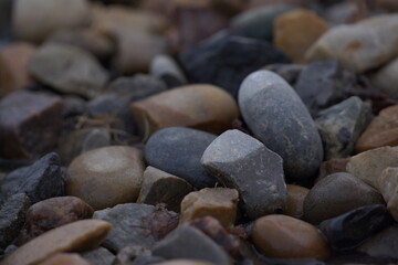 Macro of pile of multicoloured pebbles