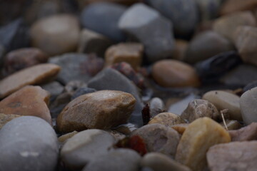 Macro of pile of multicoloured pebbles