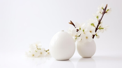 Classical Easter background with eggs and flowers