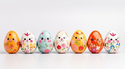 Classic Easter background with eggs and flowers