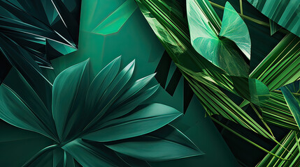 Infusing abstract elements into the tropical leaves theme, engaging and universally appealing visuals background Ai Generative