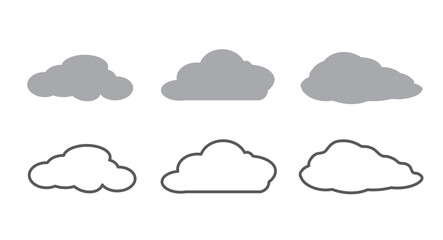 Cloud icon set icon isolated on white background. Thin Line Cloud Icons. Vector illustration