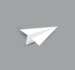 Paper plane isolated on dark background. Paper airplane flying. Vector illustration.