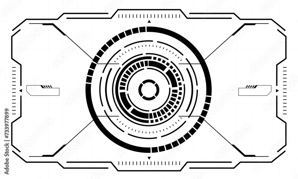 Poster hud sci-fi interface screen view black geometric design virtual reality futuristic technology creati