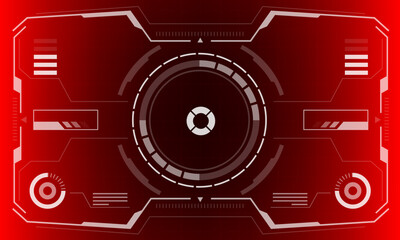 Obraz premium HUD sci-fi interface screen view white hexagon geometric design virtual reality futuristic technology creative display on red vector