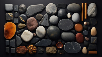 A stone backdrop, exploring different types of stones and arrangements to add depth and character background Ai Generative