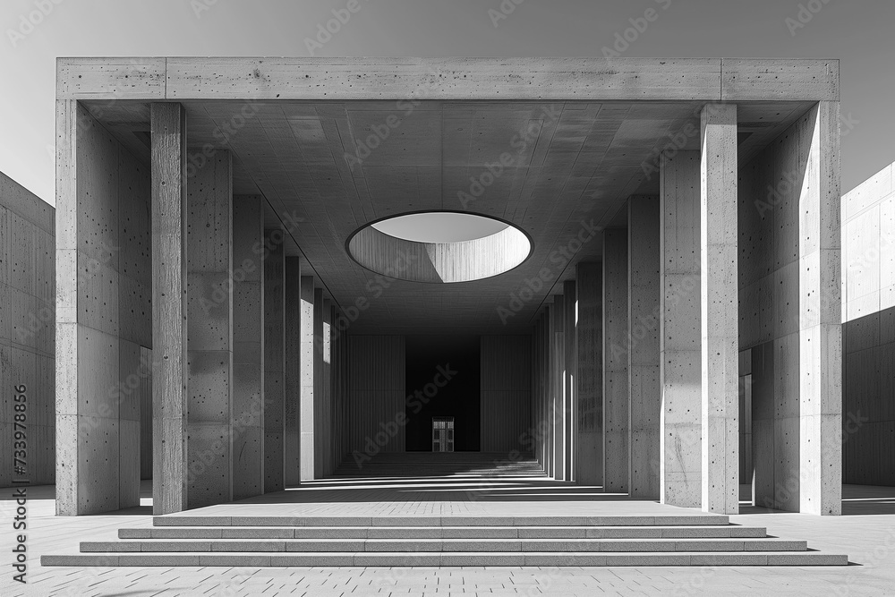Poster detail of a modern building. portal with columns. background image. created with generative ai techn