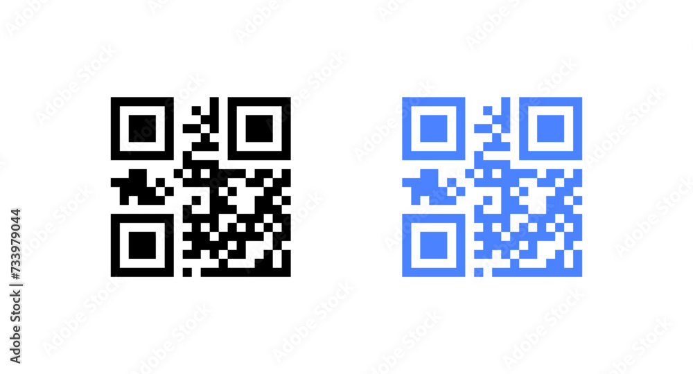 Poster qr-code icons. qr code scanning. flat and silhouette. vector icons
