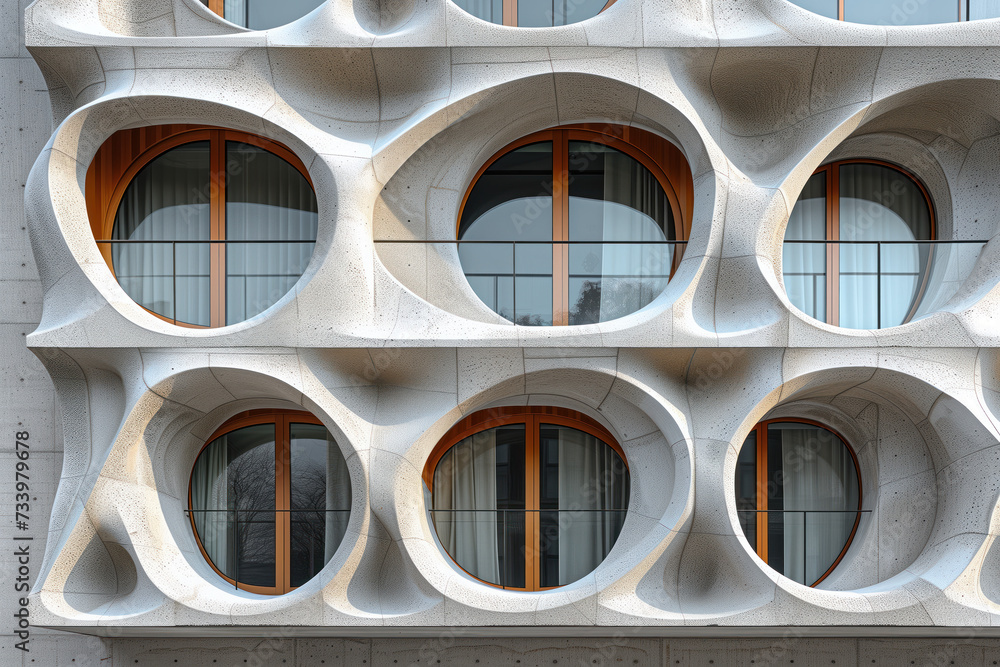 Poster parametric facade of a modern building inspired by art nouveau architecture. background image. creat