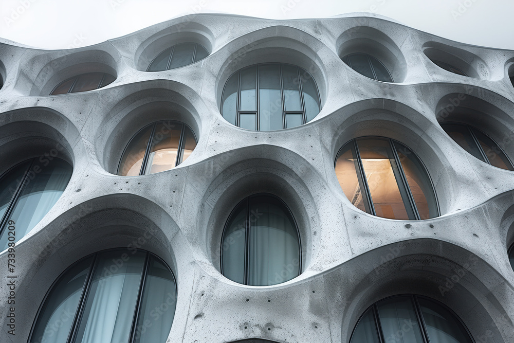 Poster parametric facade of a modern building inspired by art nouveau architecture. background image. creat
