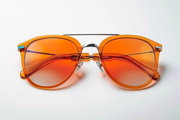 Sunglasses with orange glass in stylish iron frame isolated white