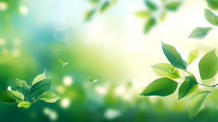 Obraz premium Spring background, green natural rustic background