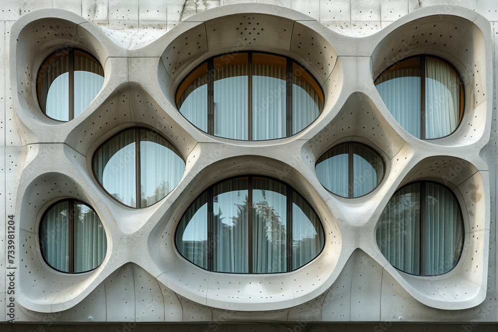 Poster parametric facade of a modern building inspired by art nouveau architecture. background image. creat