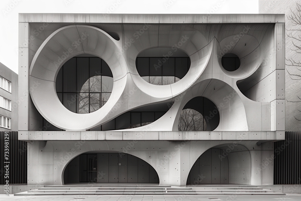 Poster parametric facade of a modern building inspired by art nouveau architecture. background image. creat