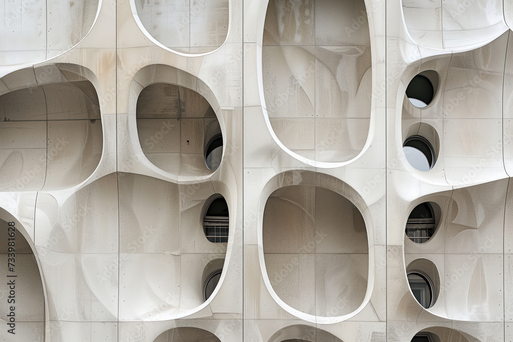 Poster parametric facade of a modern building inspired by art nouveau architecture. background image. creat