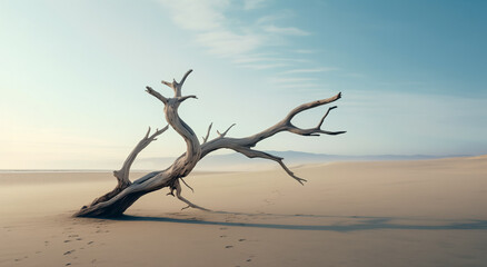 Dry tree twigs or Dead tree. Minimal background for summer concept