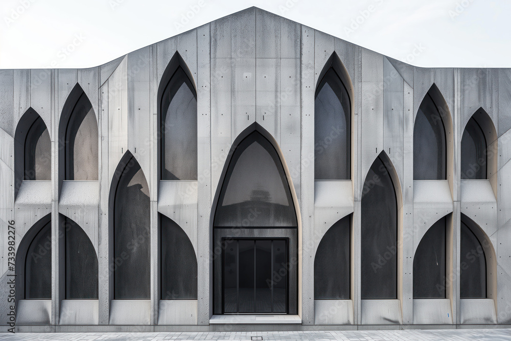 Poster parametric facade of a modern building inspired by new gothic architecture. background image. create