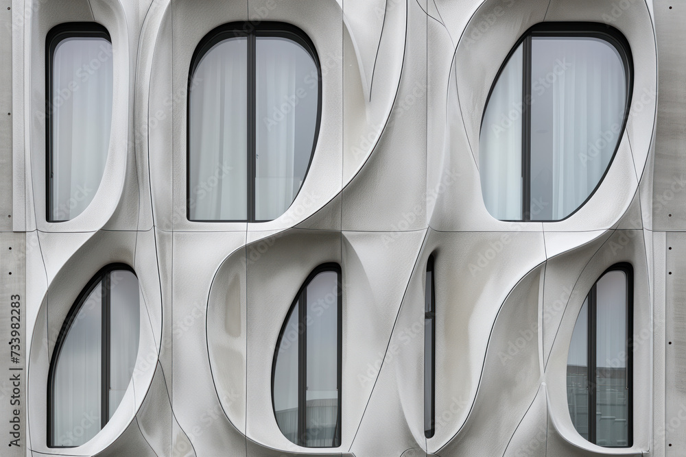 Poster parametric facade of a modern building inspired by art nouveau architecture. background image. creat
