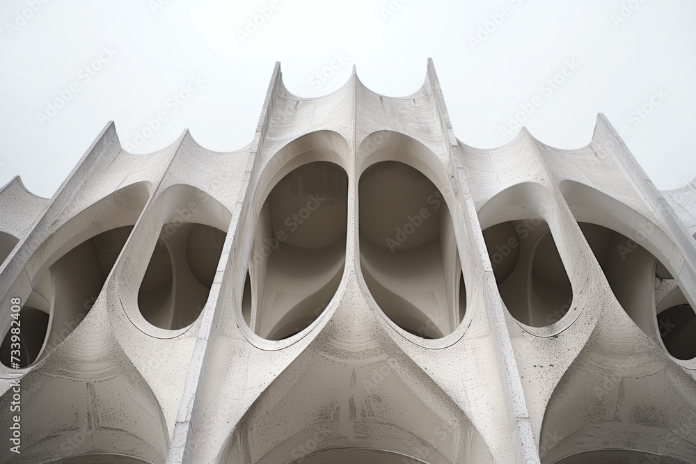 Poster parametric facade of a modern building inspired by new gothic architecture. background image. create
