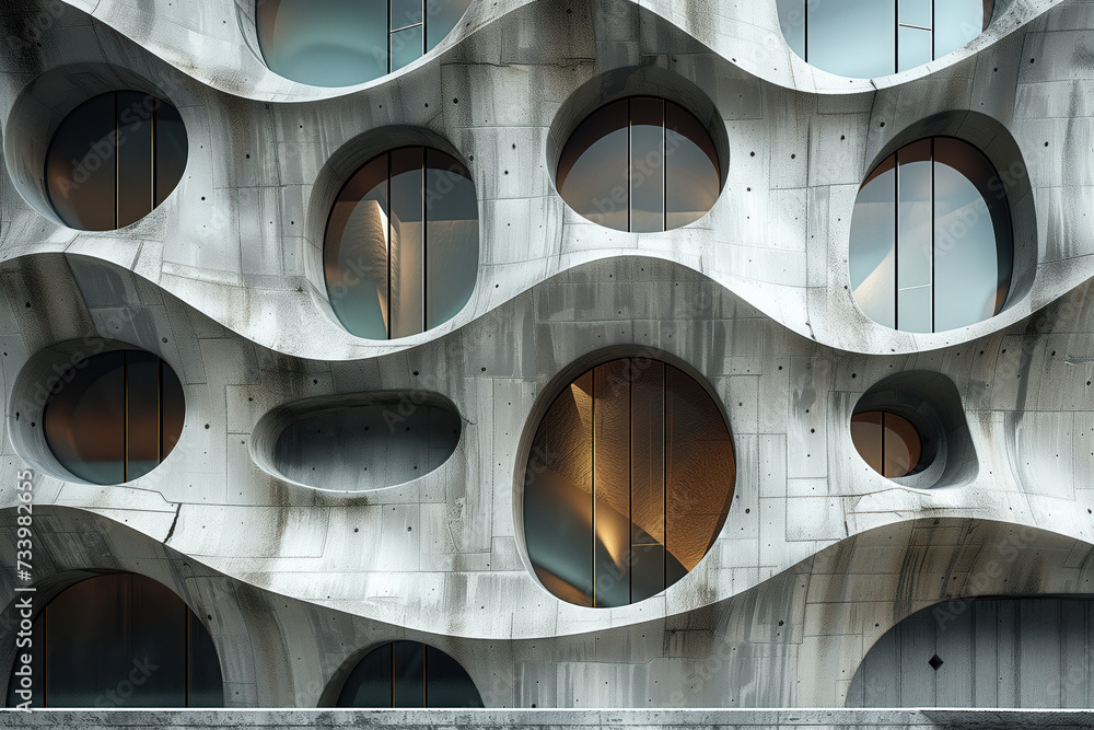 Poster parametric facade of a modern building inspired by new gothic architecture. background image. create