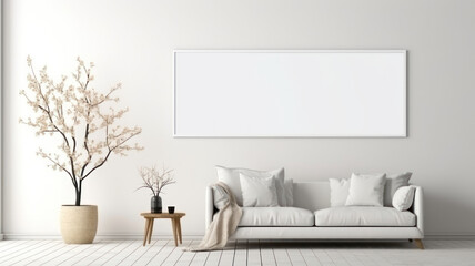 Mockup wall mounted with decoration in living room and white wall.